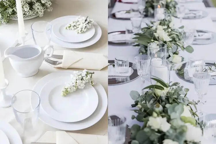 elegancko udekorowany stół na przyjęcie komunijne